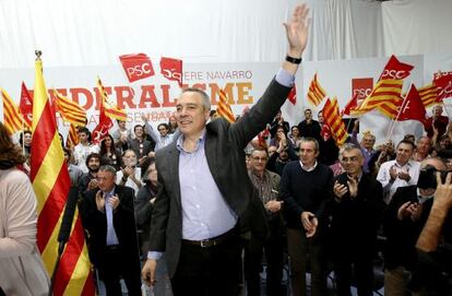 Pere Navarro, ayer  en el acto electoral de Tarragona.