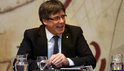 Carles Puigdemont, en una reunió del seu Govern.