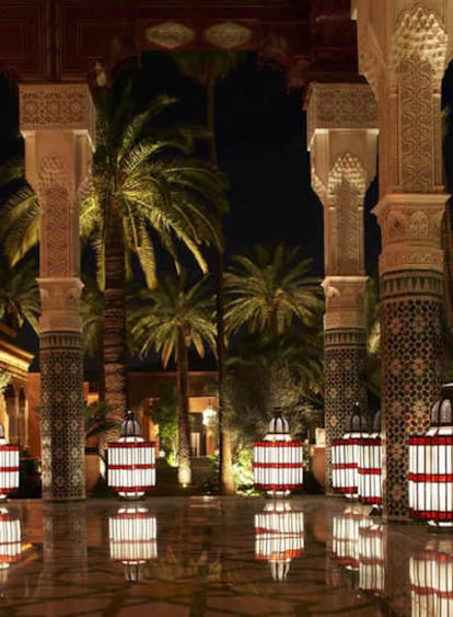 Entrada al majestuoso hotel La Mamounia, Marraquech