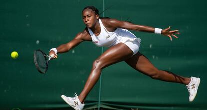 Cori Gauff, durante un partido en Wimbledon.