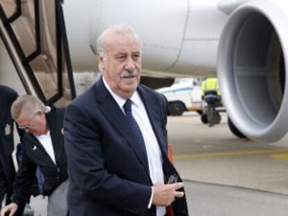 Vicente del Bosque a su llegada a Luxemburgo.