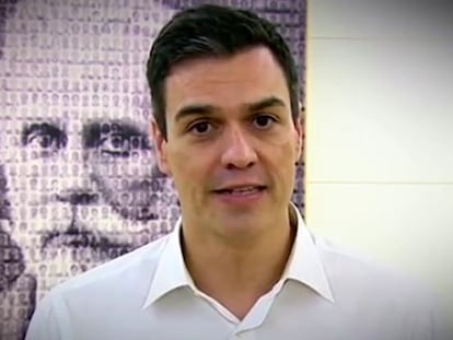 Pedro Sánchez in an image from a video addressed to Socialist Party members.