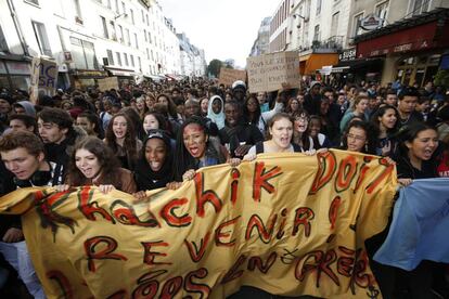 Protesta de los estudiantes en París (Francia), 17 de octubre de 2013.