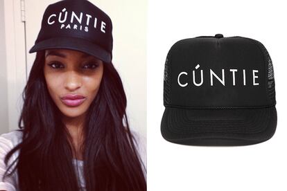 Jourdan Dunn con una gorra de Brian Lichtenberg (39 euros).