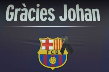 La pancarta del Barcelona al Camp Nou