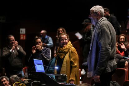 Ana de Alvear y Eduardo Polonio, al final de la representación.