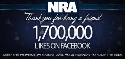 Foto compartida por la NRA en Twitter para celebrar que contaban con 1,7 millones de seguidores en Facebook.