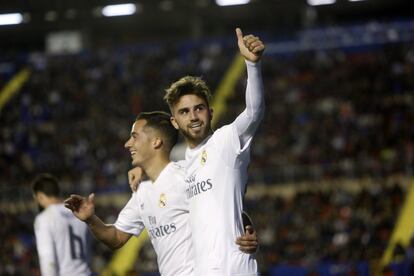 Mayoral celebra su gol al Levante.