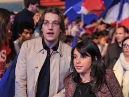 Jean Sarkozy y Jessica Sebaoun-Darty, en marzo pasado.