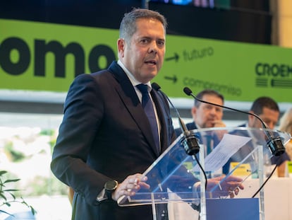 El presidente de Cepyme, Gerardo Cuerva, en la Asamblea General de la Confederación Regional de Organizaciones Empresariales de Murcia (CROEM), en junio.