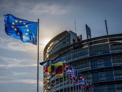 Bandera de la Unión Europea, en Estrasburgo.