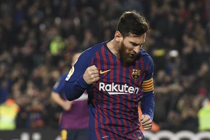 Lionel Messi tras marcar el primer tanto del partido.