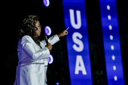 La presentadora Oprah Winfrey, durante su intervención.