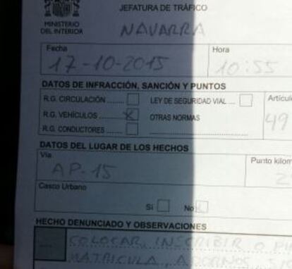 La multa de la Guàrdia Civil.