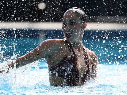 Anita Álvarez, durante la prueba en la que sufrió el desmayo.