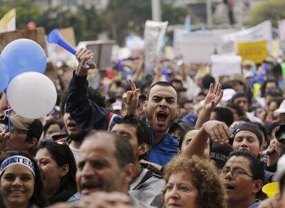 La protesta, este sábado en Ciudad de Guatemala.
