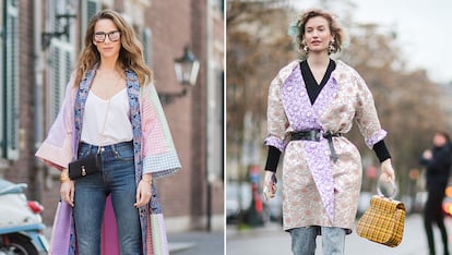Imágenes de street style con kimono.