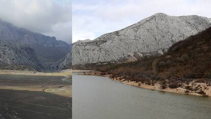 Embalse de Barrios de Luna, antes y después de las lluvias