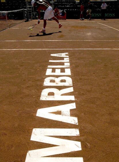 Verdasco, entrenando en la Copa Davis