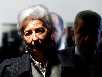 La presidenta del BCE, Christine Lagarde, en una reunión del Eurogrupo en Bruselas el pasado febrero.