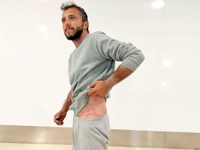 Thiago Ávila, al llegar al aeropuerto de Madrid. 