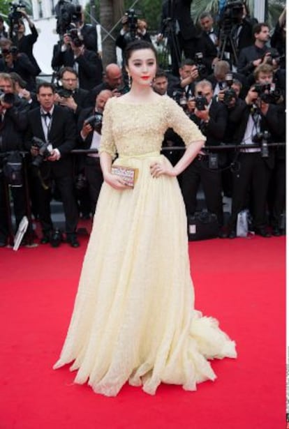 Fan BingBing en la alfombra roja de Cannes.