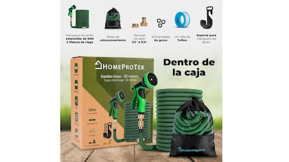 En esta manguera extensible de jardín se incluye se incluyen dos adaptadores para conectar a todo tipo de grifos exteriores.