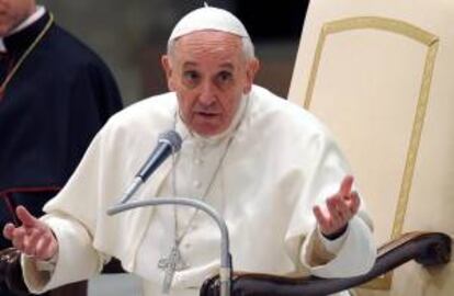 El Papa Francisco durante el encuentro que mantuvo la pasada semana con unos 9.000 alumnos de colegios de los jesuitas.