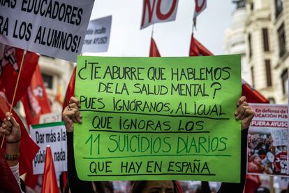 Manifestación de jóvenes en defensa de la salud mental en octubre, en Madrid.