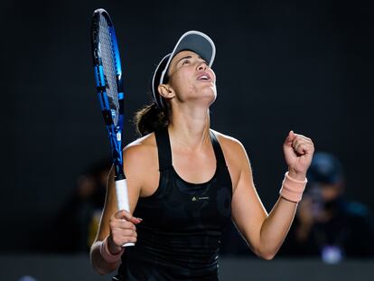 Muguruza celebra su victoria contra Krejcikova, este sábado en Guadalajara.