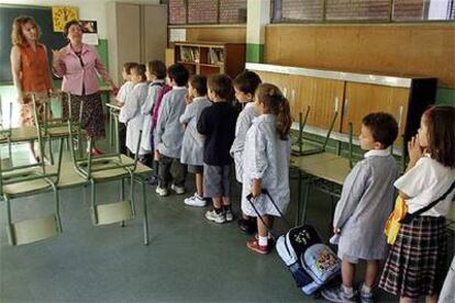 Primer día de curso escolar en un colegio público de Madrid.