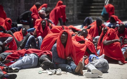 Migrants rescued in Tarifa.