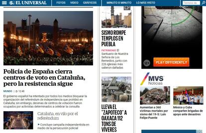 'El Universal' de México destaca en su portada digital la "resistencia" en los centros de votación catalanes.