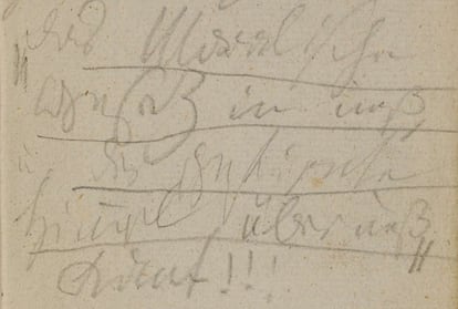 Anotación manuscrita de Beethoven en un cuaderno de conversación a comienzos de febrero de 1820 en la que cita una frase de Immanuel Kant.