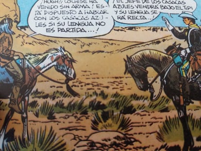 Encuentro entre Blueberry y Cochise en la historia fundacional de la serie, 'Fort Navajo', de Charlier y Giraud.