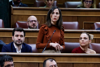 La secretaria general de Podemos, Ione Belarra, el 26 de febrero en la sesin de control al Gobierno en el Congreso.