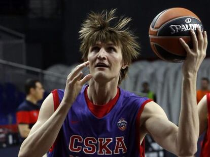 Kirilenko durante el entrenamiento del CSKA