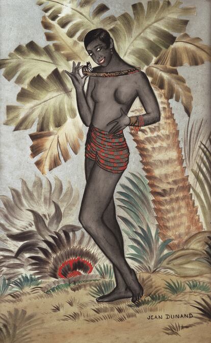En 1927, Josephine Baker, de 21 años, posó descalza y semidesnuda para Jean Dunand. El artista quiso retratarla, según dejó anotado en sus diarios, “como una diosa de ébano, la única habitante de un reino tropical de fantasía”.