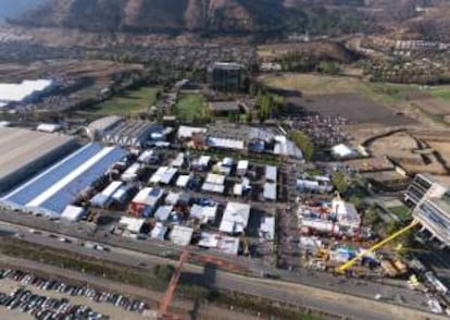 Vista aérea de la Expomin, la mayor feria del sector de la minería en Chile y una de las más importantes del mundo, que comenzó hoy, 21 de abril de 2014 en Santiago de Chile.