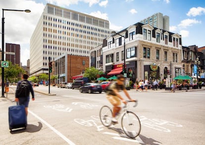 Un carril bici en Montreal (Canadá).