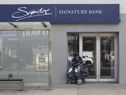 Una oficina del Signature Bank en el barrio de Brooklyn, en Nueva York.