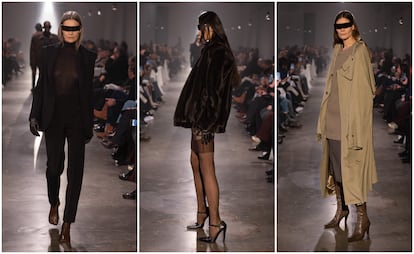 Tres de las propuestas de la nueva colección de MM6, la segunda línea de Maison Margiela, presentada en la semana de la moda de Milán.