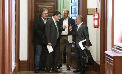 Joan Tardá (ERC), Aitor Esteban (PNV), José Zaragoza (PSC) y Carles Campuzano (PDeCAT), en el Congreso. 