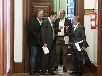 Joan Tardá (ERC), Aitor Esteban (PNV), José Zaragoza (PSC) y Carles Campuzano (PDeCAT), en el Congreso. 