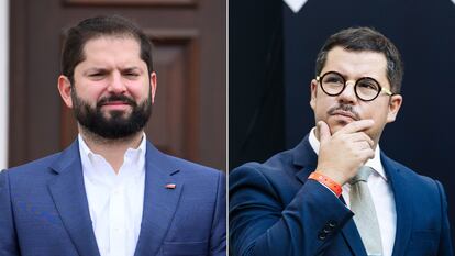 El presidente Gabriel Boric y el embajador de Chile en España, Javier Velasco.