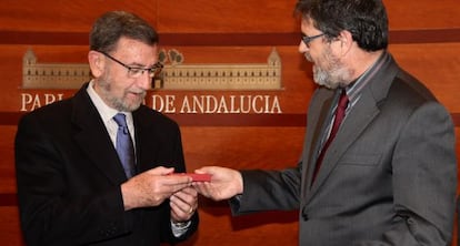 El presidente del Parlamento y el de la C&aacute;mara de Cuentas, este martes. 