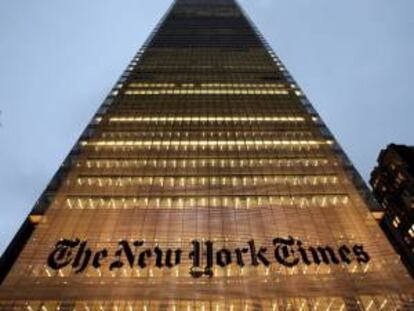 Vista de la sede principal del diario estadounidense The New York Times, en Nueva York, EEUU.