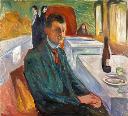 'Autorretrato con botella de vino', de Eduard Munch.