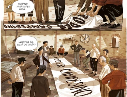 Viñetas de 'Peppino Impastato. La sátira contra la mafia', de Lelio Bonaccorso y Marco Rizzo, editado por Liana.
