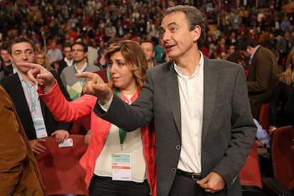 José Luis Rodríguez Zapatero con Susana Díaz, durante la celebración del congreso extraordinario del PSOE-A.